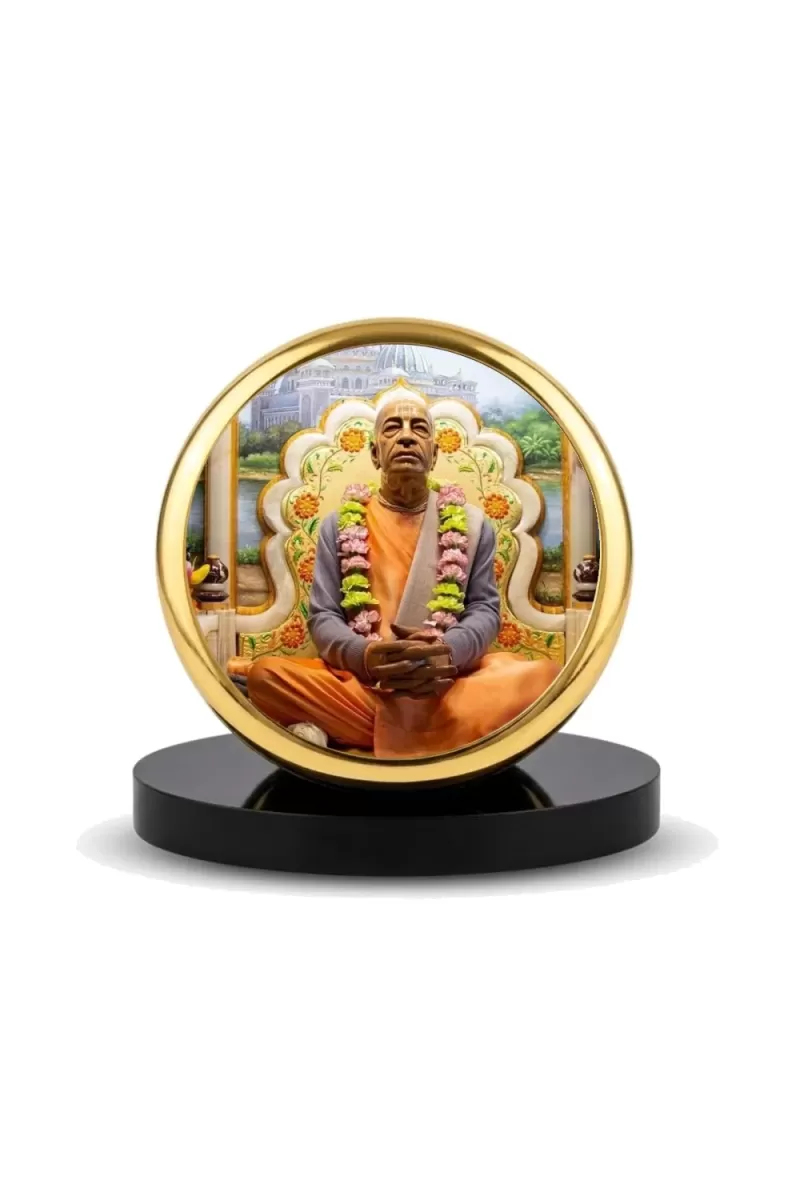 Car Dashboard/Table Top  A.C. Bhaktivedanta Swami Prabhupada Metal Golden Photo Stand  2x2 Inches, Compact & Stylish Spiritual Display For Car, Home & Office (Pack Of 1) (F24553)