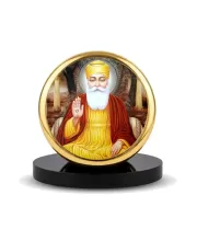 Car Dashboard/Table Top Guru Nanak Dev Ji Metal Golden Photo Stand  2x2 Inches, Compact & Stylish Spiritual Display For Car, Home & Office (Pack Of 1) (F24554)