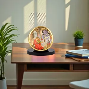 Car Dashboard/Table Top Meera Bai Playing A Sitar While Lord Krishna Metal Golden Photo Stand 2x2 Inches, Compact & Stylish Spiritual Display For Car, Home & Office (Pack Of 1) (F24557) Car Dashboard/Table Top Meera Bai Playing A Sitar While Lord Krishna Metal Golden Photo Stand 2x2 Inches, Compact & Stylish Spiritual Display For Car, Home & Office (Pack Of 1) (F24557)
