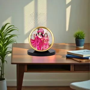 Car Dashboard/Table Top Radha And Krishna Metal Golden Photo Stand 2x2 Inches, Compact & Stylish Spiritual Display For Car, Home & Office (Pack Of 1) (F24564) Car Dashboard/Table Top Radha And Krishna Metal Golden Photo Stand 2x2 Inches, Compact & Stylish Spiritual Display For Car, Home & Office (Pack Of 1) (F24564)
