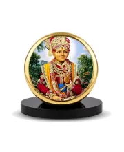 Car Dashboard/Table Top  Lord Swaminarayan Metal Golden Photo Stand  2x2 Inches, Compact & Stylish Spiritual Display For Car, Home & Office (Pack Of 1) (F24569)
