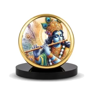 Car Dashboard/Table Top Lord Krishna Metal Golden Photo Stand 2x2 Inches, Compact & Stylish Spiritual Display For Car, Home & Office (Pack Of 1) (F24572) Car Dashboard/Table Top Lord Krishna Metal Golden Photo Stand 2x2 Inches, Compact & Stylish Spiritual Display For Car, Home & Office (Pack Of 1) (F24572)