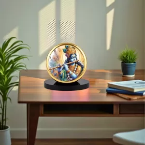 Car Dashboard/Table Top Lord Krishna Metal Golden Photo Stand 2x2 Inches, Compact & Stylish Spiritual Display For Car, Home & Office (Pack Of 1) (F24572) Car Dashboard/Table Top Lord Krishna Metal Golden Photo Stand 2x2 Inches, Compact & Stylish Spiritual Display For Car, Home & Office (Pack Of 1) (F24572)