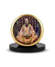 Car Dashboard/Table Top A.C. Bhaktivedanta Swami Prabhupada Metal Golden Photo Stand  2x2 Inches, Compact & Stylish Spiritual Display For Car, Home & Office (Pack Of 1) (F24576)