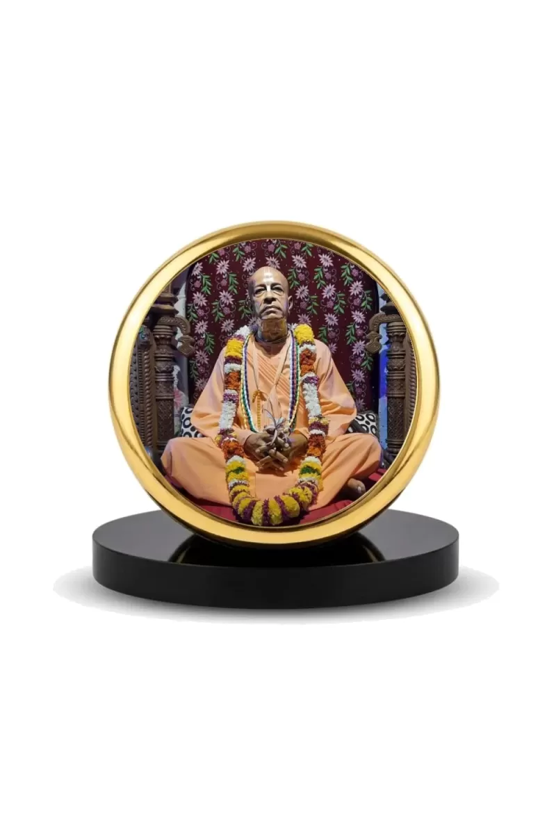 Car Dashboard/Table Top A.C. Bhaktivedanta Swami Prabhupada Metal Golden Photo Stand  2x2 Inches, Compact & Stylish Spiritual Display For Car, Home & Office (Pack Of 1) (F24576)