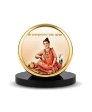 Car Dashboard/Table Top Sripada Srivallabha Metal Golden Photo Stand  2x2 Inches, Compact & Stylish Spiritual Display For Car, Home & Office (Pack Of 1) (F24580)