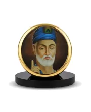 Car Dashboard/Table Top Sant Kabir Das Metal Golden Photo Stand  2x2 Inches, Compact & Stylish Spiritual Display For Car, Home & Office (Pack Of 1) (F24621)