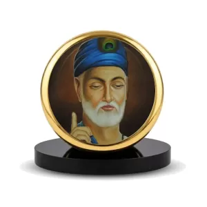 Car Dashboard/Table Top Sant Kabir Das Metal Golden Photo Stand  2x2 Inches, Compact & Stylish Spiritual Display For Car, Home & Office (Pack Of 1) (F24621)