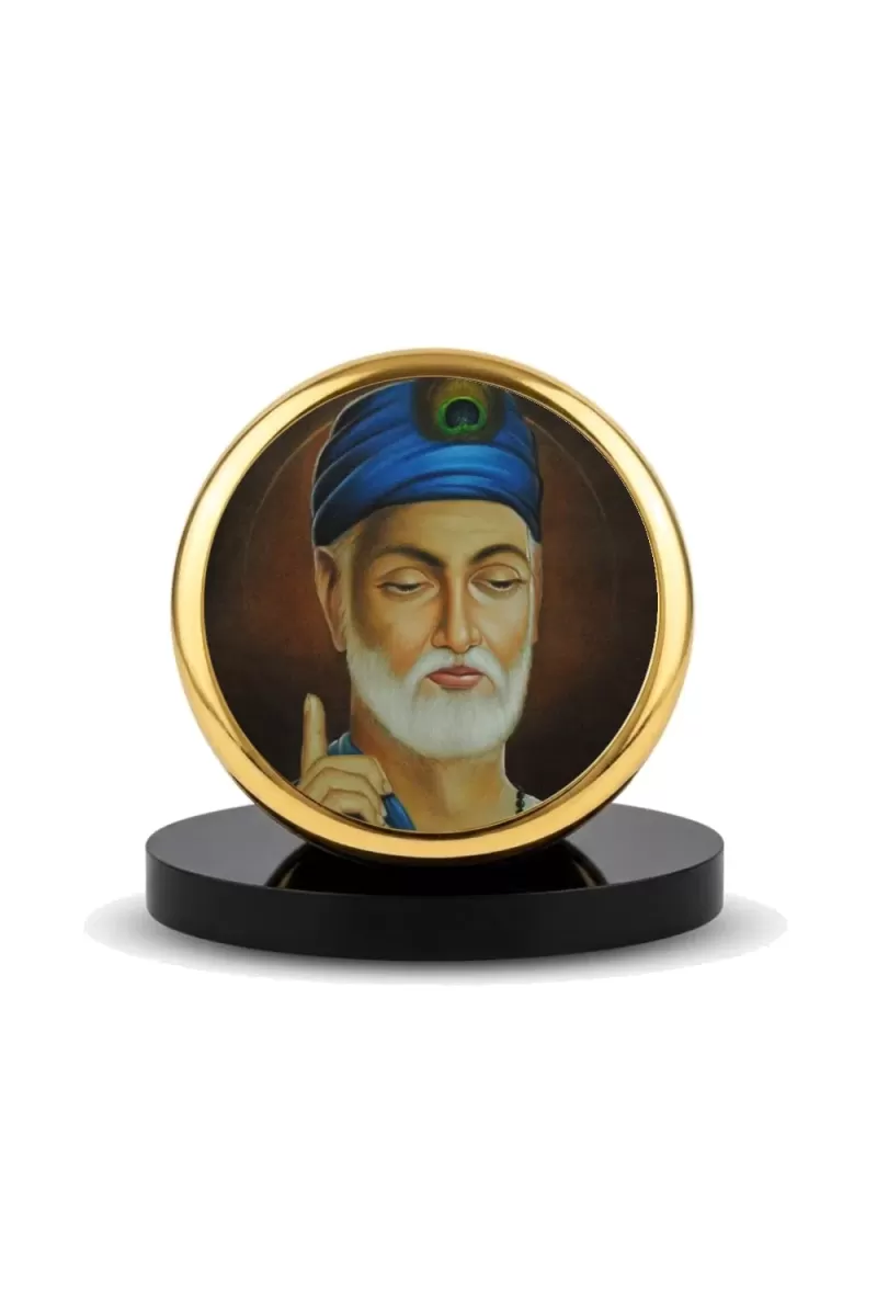 Car Dashboard/Table Top Sant Kabir Das Metal Golden Photo Stand  2x2 Inches, Compact & Stylish Spiritual Display For Car, Home & Office (Pack Of 1) (F24621)