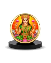 Car Dashboard/Table Top Goddess Lakshmi Metal Golden Photo Stand  2x2 Inches, Compact & Stylish Spiritual Display For Car, Home & Office (Pack Of 1) (F24672)