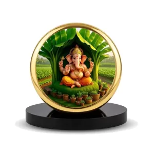 Car Dashboard/Table Top Lord Ganesha Metal Golden Photo Stand 2x2 Inches, Compact & Stylish Spiritual Display For Car, Home & Office (Pack Of 1) (F24677) Car Dashboard/Table Top Lord Ganesha Metal Golden Photo Stand 2x2 Inches, Compact & Stylish Spiritual Display For Car, Home & Office (Pack Of 1) (F24677)