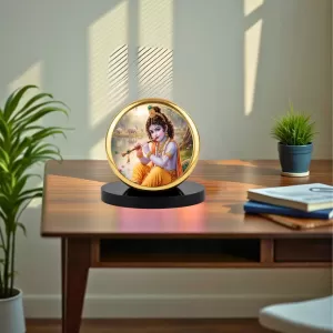 Car Dashboard/Table Top Lord Krishna Metal Golden Photo Stand 2x2 Inches, Compact & Stylish Spiritual Display For Car, Home & Office (Pack Of 1) (F24693) Car Dashboard/Table Top Lord Krishna Metal Golden Photo Stand 2x2 Inches, Compact & Stylish Spiritual Display For Car, Home & Office (Pack Of 1) (F24693)
