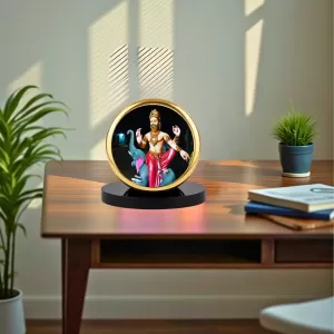 Car Dashboard/Table Top Lord Vishwakarma Metal Golden Photo Stand  2x2 Inches, Compact & Stylish Spiritual Display For Car, Home & Office (Pack Of 1) (F24714)