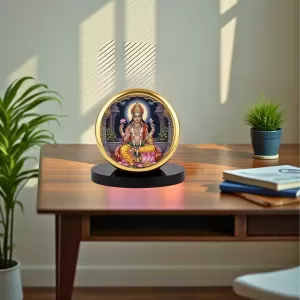 Car Dashboard/Table Top Lord Kubera Metal Golden Photo Stand  2x2 Inches, Compact & Stylish Spiritual Display For Car, Home & Office (Pack Of 1) (F24717)