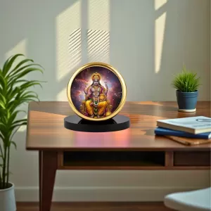 Car Dashboard/Table Top Lord Kubera Metal Golden Photo Stand  2x2 Inches, Compact & Stylish Spiritual Display For Car, Home & Office (Pack Of 1) (F24718)