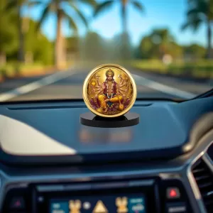 Car Dashboard/Table Top Lord Kubera Metal Golden Photo Stand  2x2 Inches, Compact & Stylish Spiritual Display For Car, Home & Office (Pack Of 1) (F24720)