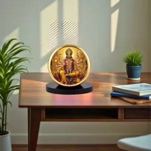 Car Dashboard/Table Top Lord Kubera Metal Golden Photo Stand  2x2 Inches, Compact & Stylish Spiritual Display For Car, Home & Office (Pack Of 1) (F24720)