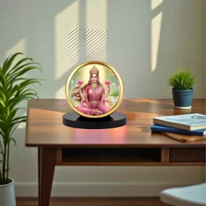 Car Dashboard/Table Top  Goddess Lakshmi Metal Golden Photo Stand  2x2 Inches, Compact & Stylish Spiritual Display For Car, Home & Office (Pack Of 1) (F24735)