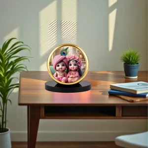 Car Dashboard/Table Top Little Radha Krishna Metal Golden Photo Stand 2x2 Inches, Compact & Stylish Spiritual Display For Car, Home & Office (Pack Of 1) (F24740) Car Dashboard/Table Top Little Radha Krishna Metal Golden Photo Stand 2x2 Inches, Compact & Stylish Spiritual Display For Car, Home & Office (Pack Of 1) (F24740)