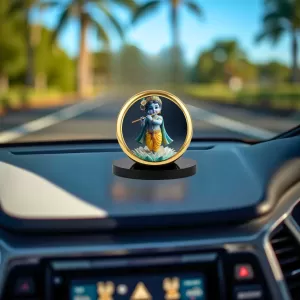 Car Dashboard/Table Top Lord Krishna Metal Golden Photo Stand 2x2 Inches, Compact & Stylish Spiritual Display For Car, Home & Office (Pack Of 1) (F24749) Car Dashboard/Table Top Lord Krishna Metal Golden Photo Stand 2x2 Inches, Compact & Stylish Spiritual Display For Car, Home & Office (Pack Of 1) (F24749)
