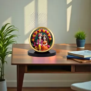 Car Dashboard/Table Top Radha Krishna Metal Golden Photo Stand 2x2 Inches, Compact & Stylish Spiritual Display For Car, Home & Office (Pack Of 1) (F24750) Car Dashboard/Table Top Radha Krishna Metal Golden Photo Stand 2x2 Inches, Compact & Stylish Spiritual Display For Car, Home & Office (Pack Of 1) (F24750)