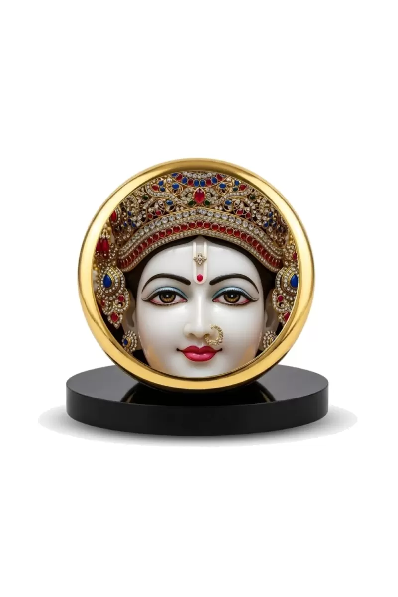 Car Dashboard/Table Top  Maa Durga Metal Golden Photo Stand  2x2 Inches, Compact & Stylish Spiritual Display For Car, Home & Office (Pack Of 1) (F24757)
