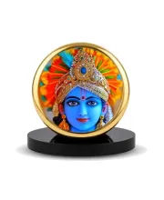 Car Dashboard/Table Top  Lord Krishna Metal Golden Photo Stand  2x2 Inches, Compact & Stylish Spiritual Display For Car, Home & Office (Pack Of 1) (F24758)