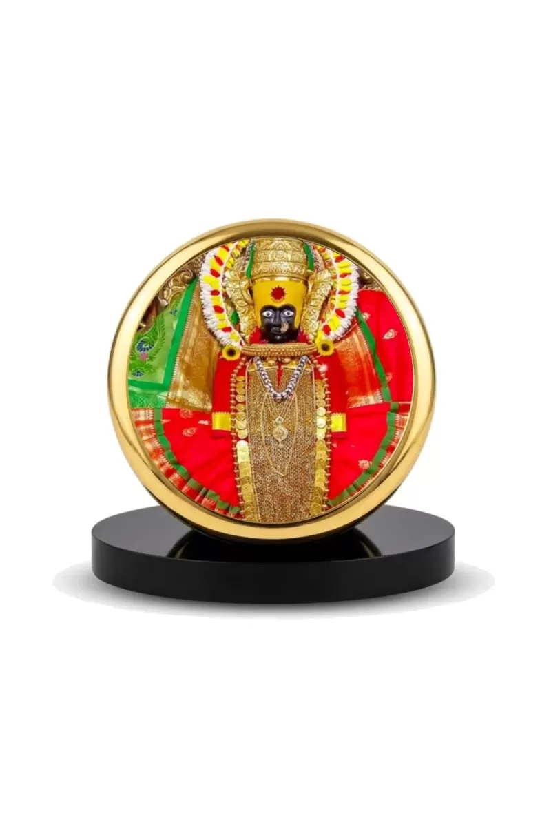Car Dashboard/Table Top  Goddess Mahalakshmi Metal Golden Photo Stand  2x2 Inches, Compact & Stylish Spiritual Display For Car, Home & Office (Pack Of 1) (F24759)