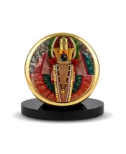 Car Dashboard/Table Top  Goddess Mahalakshmi Metal Golden Photo Stand  2x2 Inches, Compact & Stylish Spiritual Display For Car, Home & Office (Pack Of 1) (F24760)