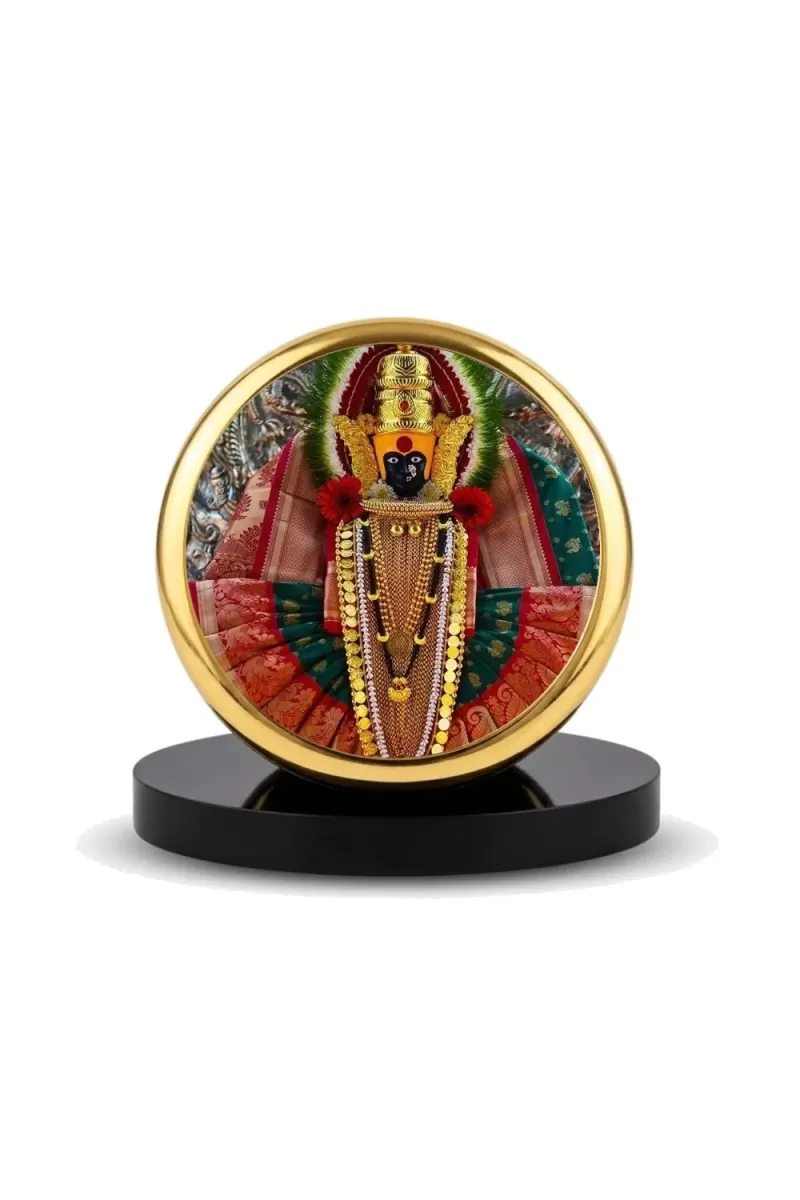 Car Dashboard/Table Top  Goddess Mahalakshmi Metal Golden Photo Stand  2x2 Inches, Compact & Stylish Spiritual Display For Car, Home & Office (Pack Of 1) (F24760)