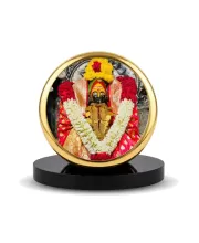 Car Dashboard/Table Top Goddess Tulja Bhavani Metal Golden Photo Stand  2x2 Inches, Compact & Stylish Spiritual Display For Car, Home & Office (Pack Of 1) (F24761)