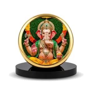 Car Dashboard/Table Top Lord Ganesha Metal Golden Photo Stand 2x2 Inches, Compact & Stylish Spiritual Display For Car, Home & Office (Pack Of 1) (F24768) Car Dashboard/Table Top Lord Ganesha Metal Golden Photo Stand 2x2 Inches, Compact & Stylish Spiritual Display For Car, Home & Office (Pack Of 1) (F24768)