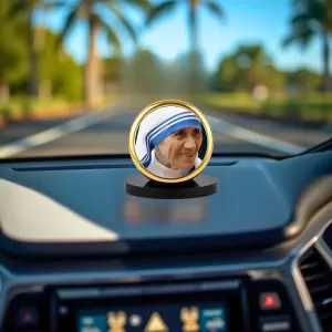 Car Dashboard/Table Top Mother Teresa Metal Golden Photo Stand 2x2 Inches, Compact & Stylish Spiritual Display For Car, Home & Office (Pack Of 1) (F24774) Car Dashboard/Table Top Mother Teresa Metal Golden Photo Stand 2x2 Inches, Compact & Stylish Spiritual Display For Car, Home & Office (Pack Of 1) (F24774)