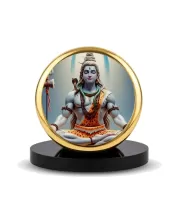 Car Dashboard/Table Top Lord Shiva Metal Golden Photo Stand  2x2 Inches, Compact & Stylish Spiritual Display For Car, Home & Office (Pack Of 1) (F24777)