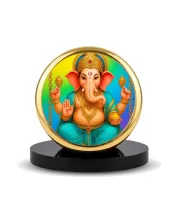 Car Dashboard/Table Top Lord Ganesha Metal Golden Photo Stand  2x2 Inches, Compact & Stylish Spiritual Display For Car, Home & Office (Pack Of 1) (F24782)
