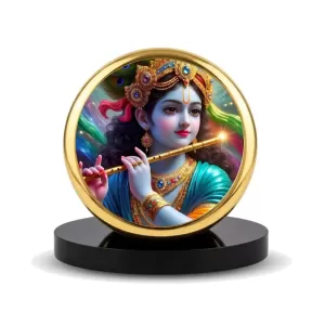 Car Dashboard/Table Top Lord Krishna Metal Golden Photo Stand 2x2 Inches, Compact & Stylish Spiritual Display For Car, Home & Office (Pack Of 1) (F24789) Car Dashboard/Table Top Lord Krishna Metal Golden Photo Stand 2x2 Inches, Compact & Stylish Spiritual Display For Car, Home & Office (Pack Of 1) (F24789)