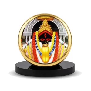 Car Dashboard/Table Top Maa Kali Metal Golden Photo Stand  2x2 Inches, Compact & Stylish Spiritual Display For Car, Home & Office (Pack Of 1) (F24793)