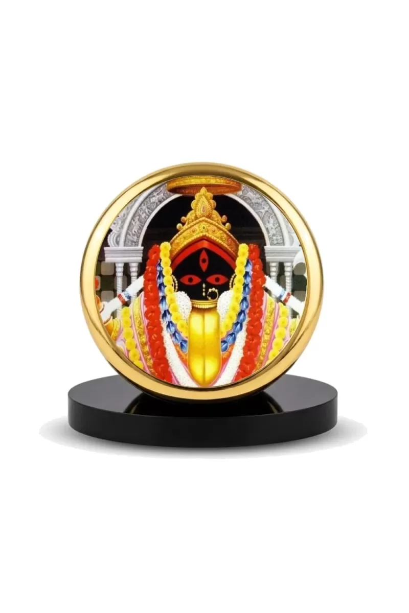 Car Dashboard/Table Top Maa Kali Metal Golden Photo Stand  2x2 Inches, Compact & Stylish Spiritual Display For Car, Home & Office (Pack Of 1) (F24793)