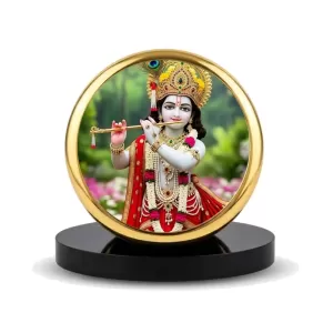 Car Dashboard/Table Top Lord Krishna Metal Golden Photo Stand 2x2 Inches, Compact & Stylish Spiritual Display For Car, Home & Office (Pack Of 1) (F24797) Car Dashboard/Table Top Lord Krishna Metal Golden Photo Stand 2x2 Inches, Compact & Stylish Spiritual Display For Car, Home & Office (Pack Of 1) (F24797)