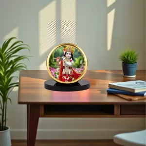 Car Dashboard/Table Top Lord Krishna Metal Golden Photo Stand 2x2 Inches, Compact & Stylish Spiritual Display For Car, Home & Office (Pack Of 1) (F24797) Car Dashboard/Table Top Lord Krishna Metal Golden Photo Stand 2x2 Inches, Compact & Stylish Spiritual Display For Car, Home & Office (Pack Of 1) (F24797)