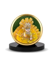 Car Dashboard/Table Top  Laddu Gopal Metal Golden Photo Stand  2x2 Inches, Compact & Stylish Spiritual Display For Car, Home & Office (Pack Of 1) (F24801)