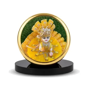 Car Dashboard/Table Top Laddu Gopal Metal Golden Photo Stand 2x2 Inches, Compact & Stylish Spiritual Display For Car, Home & Office (Pack Of 1) (F24801) Car Dashboard/Table Top Laddu Gopal Metal Golden Photo Stand 2x2 Inches, Compact & Stylish Spiritual Display For Car, Home & Office (Pack Of 1) (F24801)