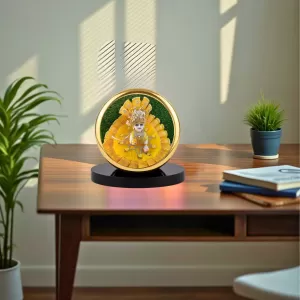 Car Dashboard/Table Top Laddu Gopal Metal Golden Photo Stand 2x2 Inches, Compact & Stylish Spiritual Display For Car, Home & Office (Pack Of 1) (F24801) Car Dashboard/Table Top Laddu Gopal Metal Golden Photo Stand 2x2 Inches, Compact & Stylish Spiritual Display For Car, Home & Office (Pack Of 1) (F24801)