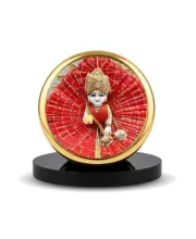 Car Dashboard/Table Top  Laddu Gopal Metal Golden Photo Stand  2x2 Inches, Compact & Stylish Spiritual Display For Car, Home & Office (Pack Of 1) (F24803)