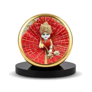 Car Dashboard/Table Top Laddu Gopal Metal Golden Photo Stand 2x2 Inches, Compact & Stylish Spiritual Display For Car, Home & Office (Pack Of 1) (F24803) Car Dashboard/Table Top Laddu Gopal Metal Golden Photo Stand 2x2 Inches, Compact & Stylish Spiritual Display For Car, Home & Office (Pack Of 1) (F24803)