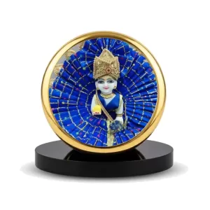 Car Dashboard/Table Top Laddu Gopal Metal Golden Photo Stand 2x2 Inches, Compact & Stylish Spiritual Display For Car, Home & Office (Pack Of 1) (F24804) Car Dashboard/Table Top Laddu Gopal Metal Golden Photo Stand 2x2 Inches, Compact & Stylish Spiritual Display For Car, Home & Office (Pack Of 1) (F24804)