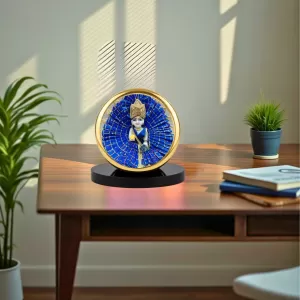Car Dashboard/Table Top Laddu Gopal Metal Golden Photo Stand 2x2 Inches, Compact & Stylish Spiritual Display For Car, Home & Office (Pack Of 1) (F24804) Car Dashboard/Table Top Laddu Gopal Metal Golden Photo Stand 2x2 Inches, Compact & Stylish Spiritual Display For Car, Home & Office (Pack Of 1) (F24804)