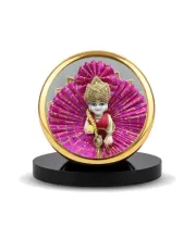 Car Dashboard/Table Top  Laddu Gopal Metal Golden Photo Stand  2x2 Inches, Compact & Stylish Spiritual Display For Car, Home & Office (Pack Of 1) (F24805)