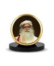 Car Dashboard/Table Top  Sadhguru Metal Golden Photo Stand  2x2 Inches, Compact & Stylish Spiritual Display For Car, Home & Office (Pack Of 1) (F24807)