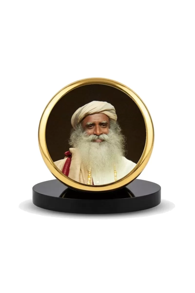 Car Dashboard/Table Top  Sadhguru Metal Golden Photo Stand  2x2 Inches, Compact & Stylish Spiritual Display For Car, Home & Office (Pack Of 1) (F24807)